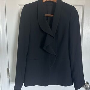 Elie Tahari siyah jacket Black Ruffle-Front Blazer 8